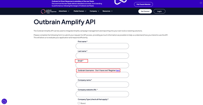 Outbrain Amplify Request API Access | Outbrain.com 2025-11-27 15-06-40